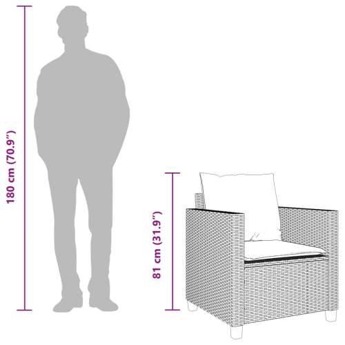 3-dijelni bistro set od poliratana s jastucima sivi - Siva 1 Cijena