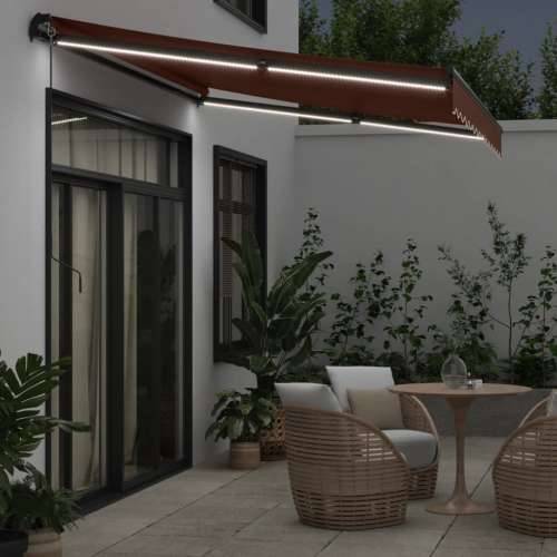 Tenda na ručno uvlačenje s LED smeđa 350 x 250 cm Cijena