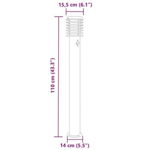 Vanjske podne svjetiljke sa senzorima 3 kom srebrne 110cm čelik - Srebrno 3 1 Sa senzorom Cijena