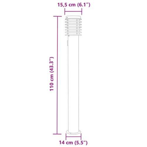 Vanjska podna svjetiljka sa utičnicom srebrna 110 cm čelična - Srebrno 1 s izlazom Cijena