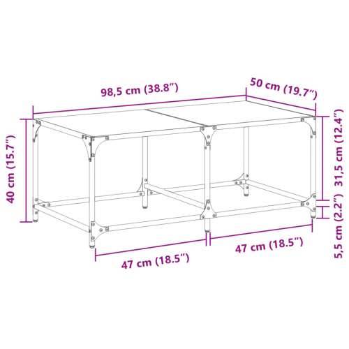 Stolić s prozirnom staklenom površinom 98,5 x 50 x 40 cm čelik - transparent glass 98.5 x 50 x 40 cm 1 Cijena