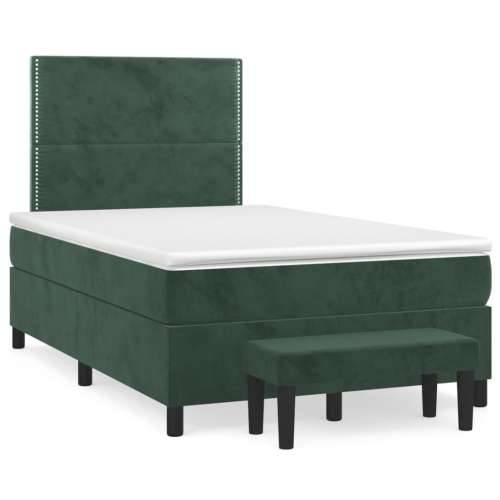Krevet box spring s madracem tamnozeleni 120x190 cm baršunasti - Tamnozelena 120 x 190 cm Obično s čavlima Cijena