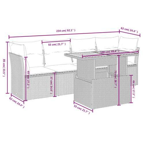 5-dijelni vrtni set sofa s jastucima bež od poliratana - bež i siva bez spremišta 1 Cijena