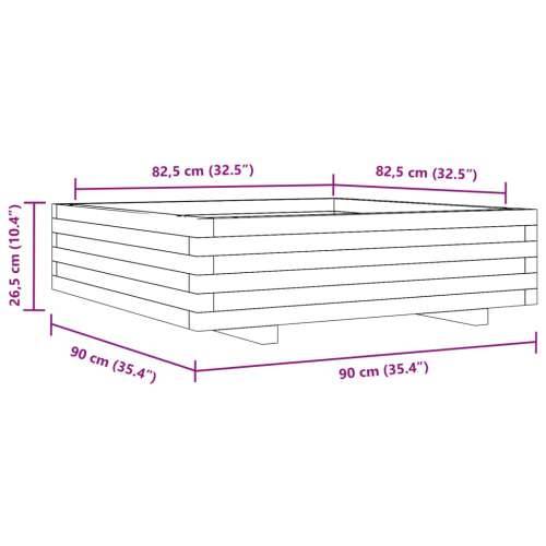 Vrtna sadilica bijela 90x90x26,5 cm od masivne borovine Cijena