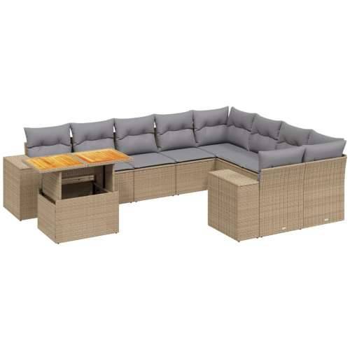 Vrtna garnitura - 10-dijelni set vrtnih sofa s jastucima bež od poliratana - bež i svjetlosiva stol + 2x kutna + 5x srednja 1 Cijena