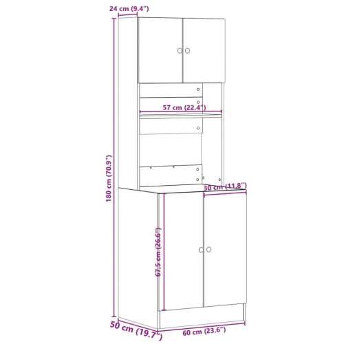 Kuhinjski ormarić crni 60x50x180 m od konstruiranog drva - Crna 1 60 cm Cijena