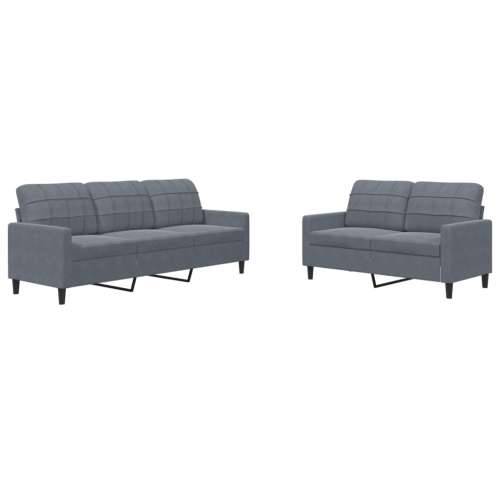 2-dijelni set sofa s jastucima tamnosivi baršunasti - Tamno siva Bez oslonca za noge Cijena