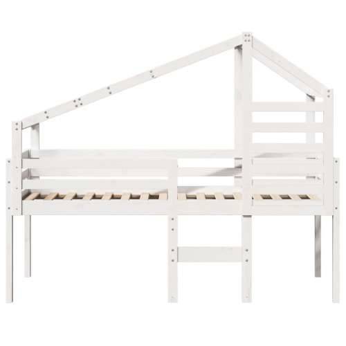Visoki krevet s krovom bijeli 80 x 200 cm od masivne borovine - Bijela 80 x 200 cm Cijena