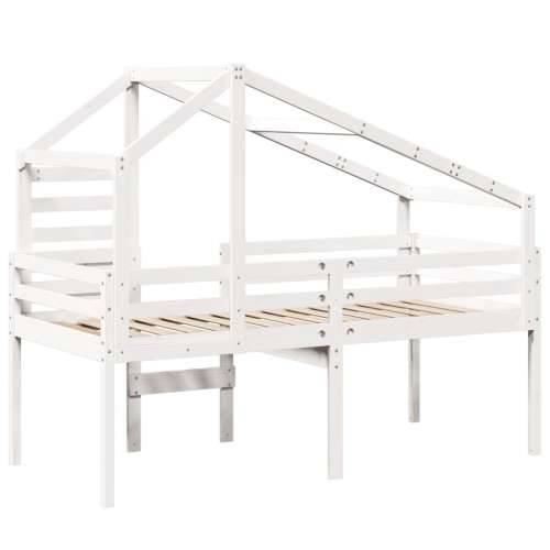 Visoki krevet s krovom bijeli 80 x 200 cm od masivne borovine - Bijela 80 x 200 cm Cijena