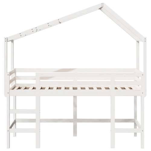 Krevet na kat s ljestvama i krovom bijeli 80x200 cm od borovine - Bijela 80 x 200 cm Cijena