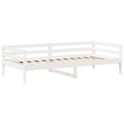 Set dnevnog kreveta i klupe s krovom bijeli 90x200 cm borovina - Bijela 90 x 200 cm Cijena