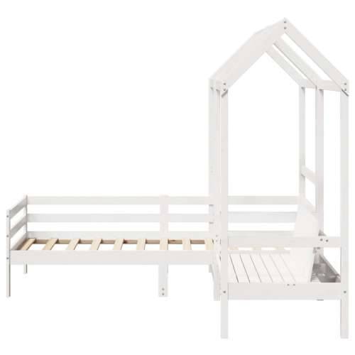 Set dnevnog kreveta i klupe s krovom bijeli 90x200 cm borovina - Bijela 90 x 200 cm Cijena