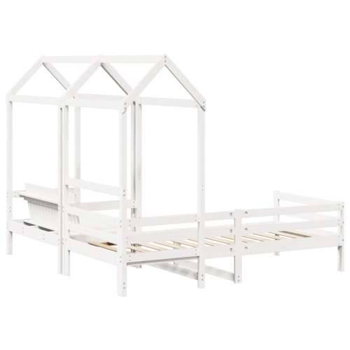 Set dnevnog kreveta i klupe s krovom bijeli 90x200 cm borovina - Bijela 90 x 200 cm Cijena