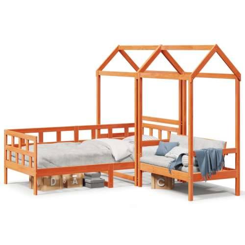 Set dnevnog kreveta s krovom voštano smeđi 90x190 cm borovina - Voštano smeđa 90 x 190 cm Cijena