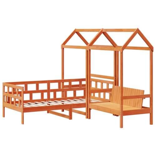 Set dnevnog kreveta s krovom voštano smeđi 90x190 cm borovina - Voštano smeđa 90 x 190 cm Cijena