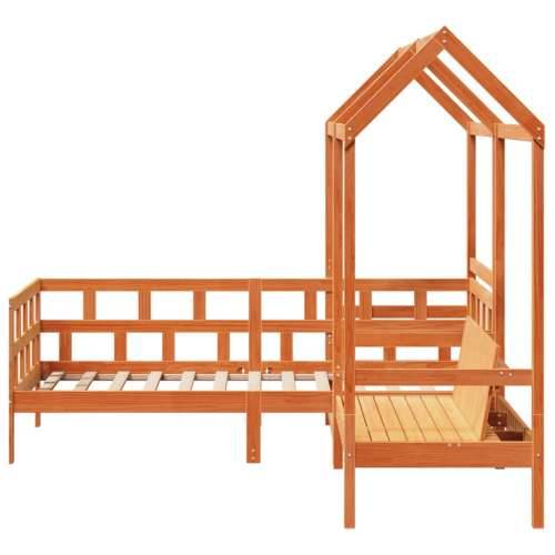 Set dnevnog kreveta s krovom voštano smeđi 90x190 cm borovina - Voštano smeđa 90 x 190 cm Cijena