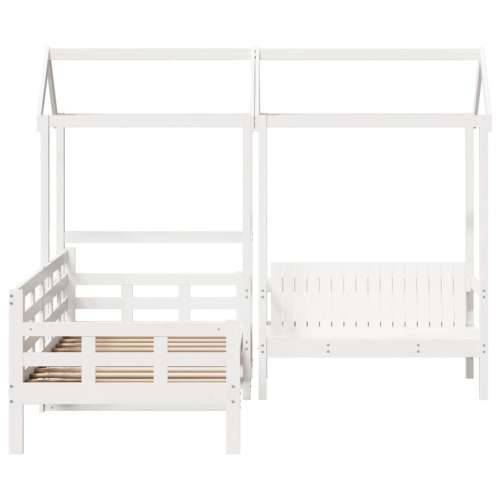 Set dnevnog kreveta i klupe s krovom bijeli 90x190 cm borovina - Bijela 90 x 190 cm Cijena
