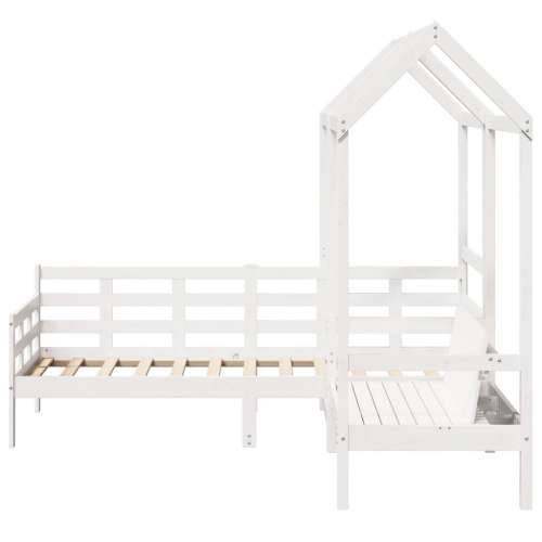 Set dnevnog kreveta i klupe s krovom bijeli 90x190 cm borovina - Bijela 90 x 190 cm Cijena