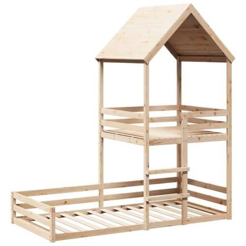 Krevet na kat s krovom 90 x 190 cm od masivne borovine - Prirodna 90 x 190 cm Cijena