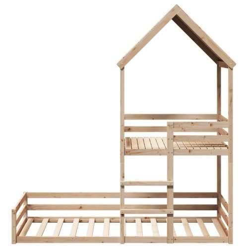 Krevet na kat s krovom 90 x 190 cm od masivne borovine - Prirodna 90 x 190 cm Cijena