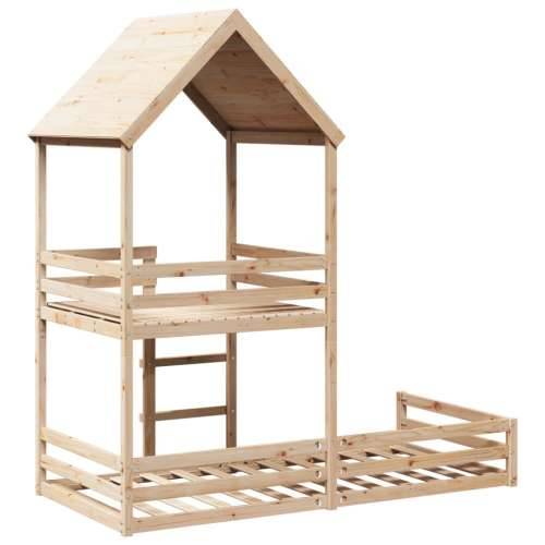 Krevet na kat s krovom 90 x 190 cm od masivne borovine - Prirodna 90 x 190 cm Cijena