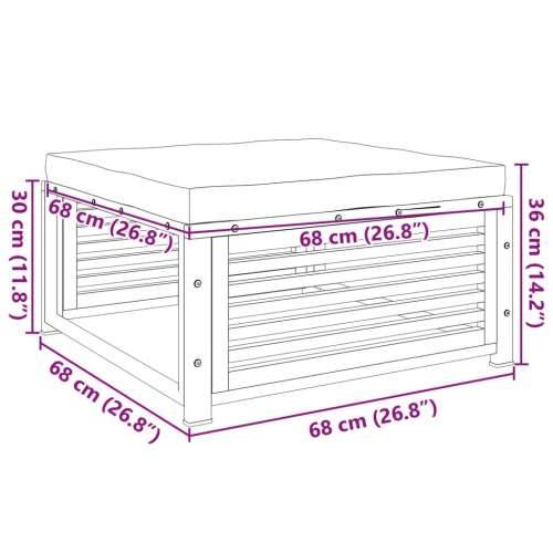 Vrtni tabure s jastukom 68 x 68 x 30 cm masivno bagremovo drvo - Krema 1 naslon za noge Cijena