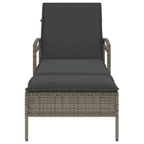 Ležaljka za sunčanje s jastukom siva 63x200x81 cm poliratan - Siva 1 Cijena
