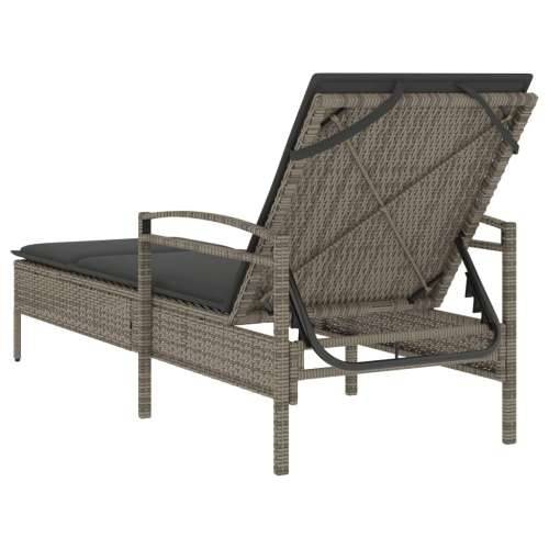 Ležaljka za sunčanje s jastukom siva 63x200x81 cm poliratan - Siva 1 Cijena