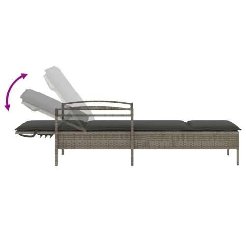 Ležaljka za sunčanje s jastukom siva 63x200x81 cm poliratan - Siva 1 Cijena