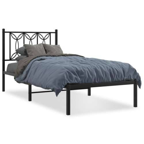 Metalni okvir za krevet s uzglavljem crni 75x190 cm - Crna 75 x 190 cm s uzglavljem Cijena