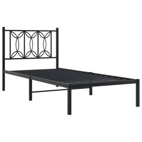 Metalni okvir za krevet s uzglavljem crni 75x190 cm - Crna 75 x 190 cm s uzglavljem Cijena