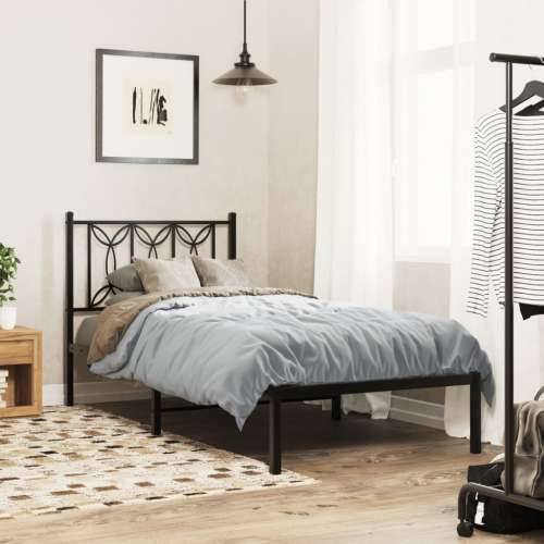 Metalni okvir za krevet s uzglavljem crni 75x190 cm - Crna 75 x 190 cm s uzglavljem Cijena