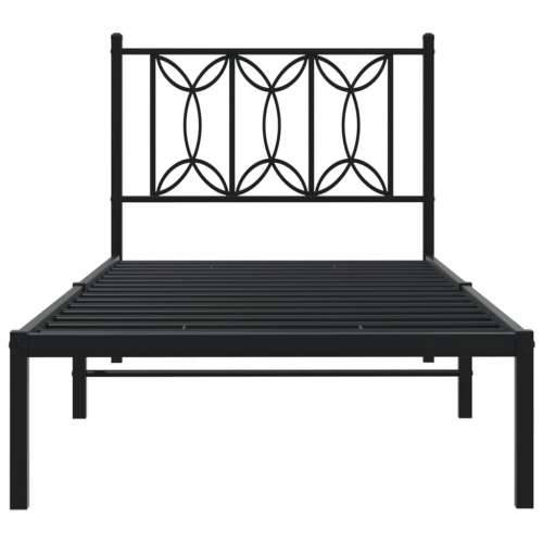 Metalni okvir za krevet s uzglavljem crni 75x190 cm - Crna 75 x 190 cm s uzglavljem Cijena