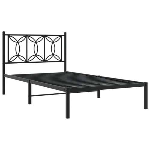 Metalni okvir za krevet s uzglavljem crni 107x203 cm - Crna 107 x 203 cm s uzglavljem Cijena