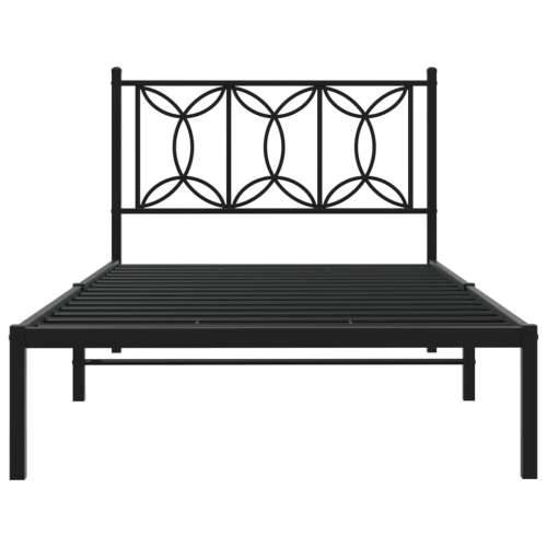 Metalni okvir za krevet s uzglavljem crni 107x203 cm - Crna 107 x 203 cm s uzglavljem Cijena