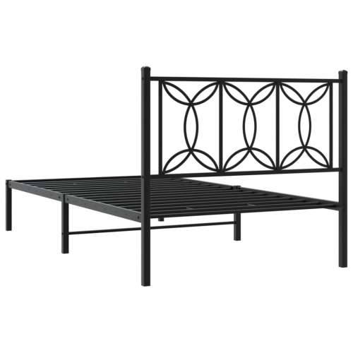 Metalni okvir za krevet s uzglavljem crni 107x203 cm - Crna 107 x 203 cm s uzglavljem Cijena