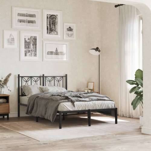 Metalni okvir za krevet s uzglavljem crni 120x200 cm - Crna 120 x 200 cm s uzglavljem Cijena