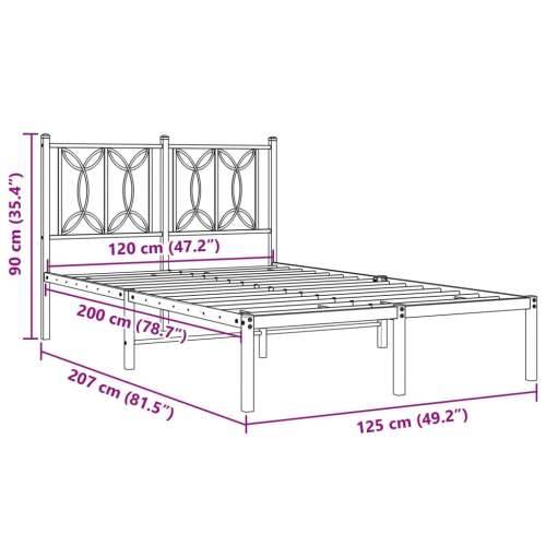Metalni okvir za krevet s uzglavljem crni 120x200 cm - Crna 120 x 200 cm s uzglavljem Cijena
