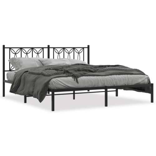 Metalni okvir za krevet s uzglavljem crni 180x200 cm - Crna 180 x 200 cm s uzglavljem Cijena