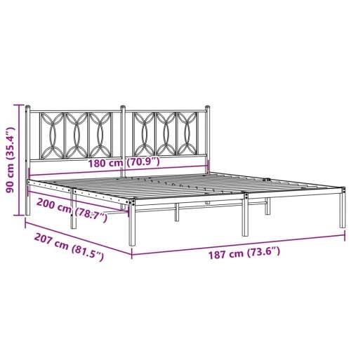 Metalni okvir za krevet s uzglavljem crni 180x200 cm - Crna 180 x 200 cm s uzglavljem Cijena