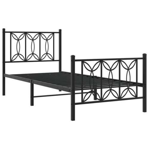 Metalni okvir kreveta uzglavlje i podnožje crni 90 x 200 cm - Crna 90 x 200 cm s uzglavljem i podnožjem Cijena