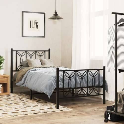 Metalni okvir kreveta uzglavlje i podnožje crni 90 x 200 cm - Crna 90 x 200 cm s uzglavljem i podnožjem Cijena
