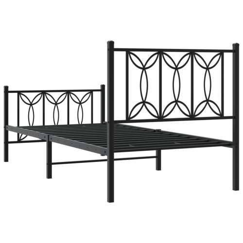 Metalni okvir kreveta uzglavlje i podnožje crni 90 x 200 cm - Crna 90 x 200 cm s uzglavljem i podnožjem Cijena