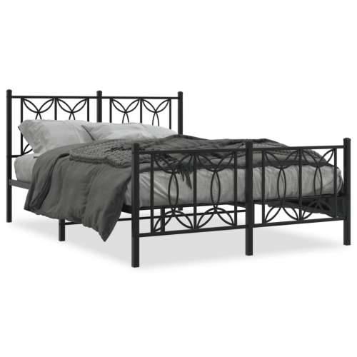 Metalni okvir kreveta uzglavlje i podnožje crni 135x190 cm - Crna 135 x 190 cm s uzglavljem i podnožjem Cijena