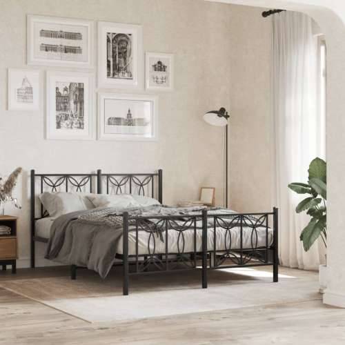 Metalni okvir kreveta uzglavlje i podnožje crni 135x190 cm - Crna 135 x 190 cm s uzglavljem i podnožjem Cijena