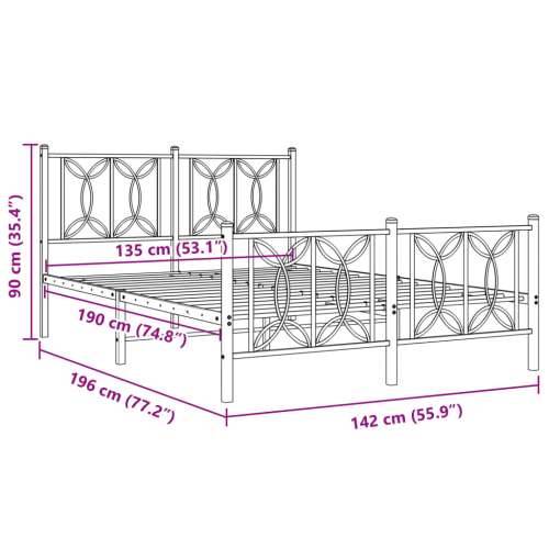 Metalni okvir kreveta uzglavlje i podnožje crni 135x190 cm - Crna 135 x 190 cm s uzglavljem i podnožjem Cijena