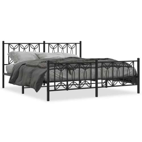 Metalni okvir kreveta uzglavlje i podnožje crni 183x213 cm - Crna 183 x 213 cm s uzglavljem i podnožjem Cijena