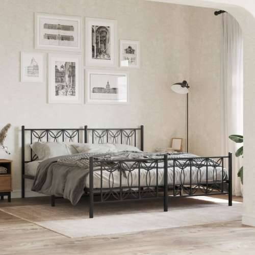 Metalni okvir kreveta uzglavlje i podnožje crni 183x213 cm - Crna 183 x 213 cm s uzglavljem i podnožjem Cijena