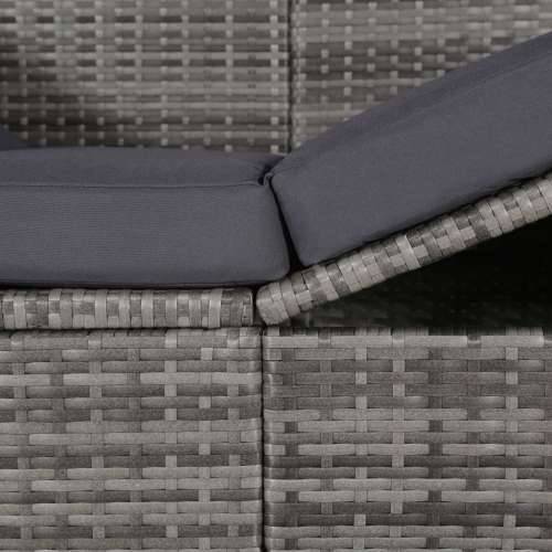 Ležaljka za sunčanje s baldahinom siva 205 x 62 cm poliratan Cijena