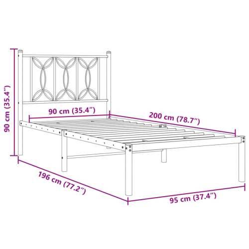 Metalni okvir za krevet s uzglavljem bijeli 90x200 cm Bijela 90 x 200 cm s uzglavljem Cijena